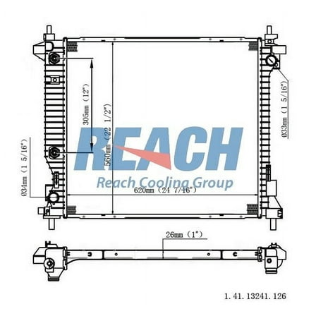 REACH 41-13241 Radiator for 16-10 Cadillac SRX; 11 Saab 9-4X, Automotive Radiator Replacement Part