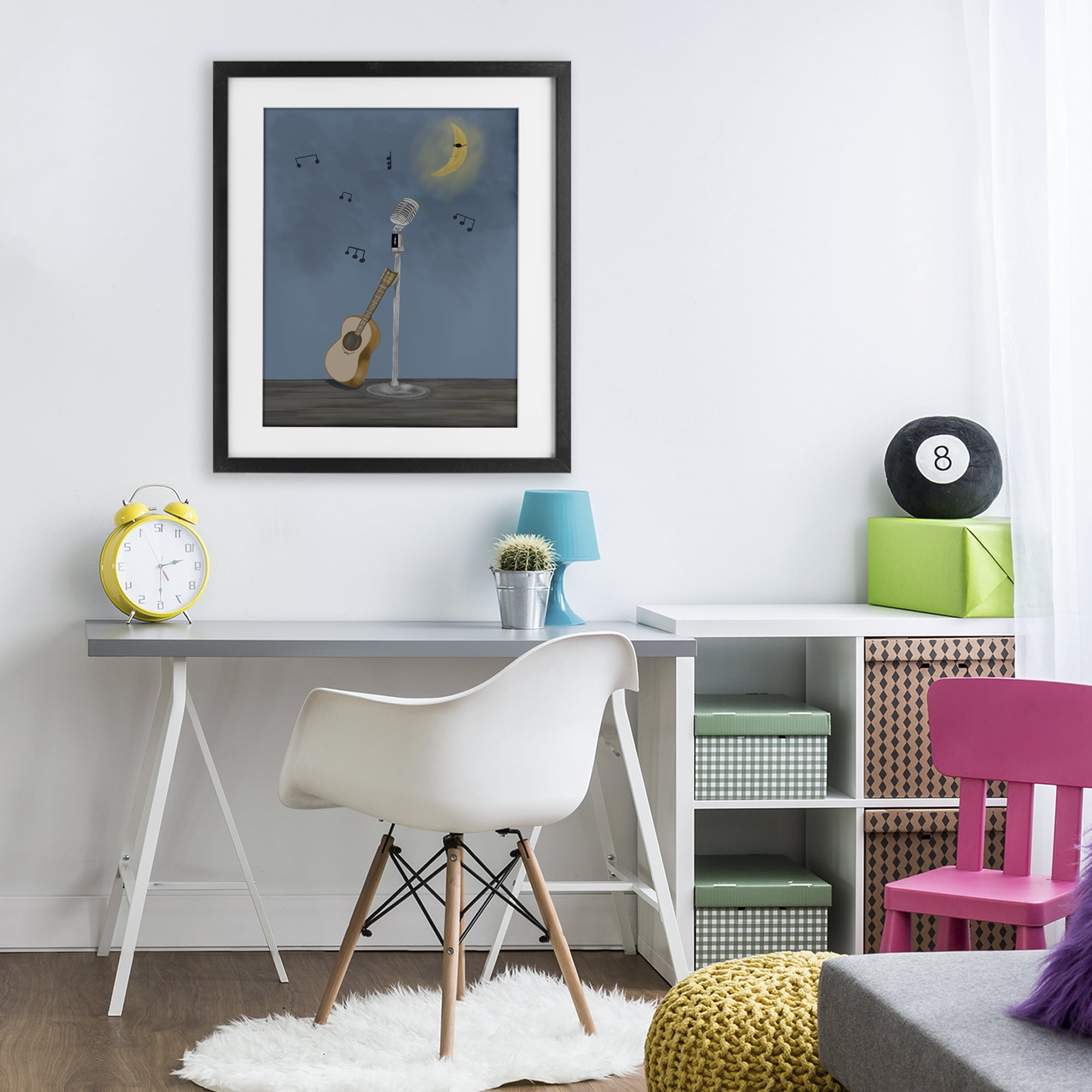Stupell Industries Music And Moon Stage Black Framed Print Under Glass, design by Leslie Hermosa