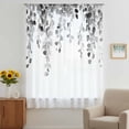 thumbnail image 3 of Grey Eucalyptus Leaves Sheer Curtains 45 Inches Long, Weeping Spring Botanical Summer Light Filering Curtains, Breathable Simi Curtain Privacy Drapes for Kitchen Bathroom Small Window Treatment, 3 of 9