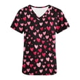 thumbnail image 4 of VKOYWKM Womens Scrub Tops Valentine's Day Shirts Cute Love Heart Print Working Uniform Short Sleeve Casual V Neck Nurse Uniforms Holiday Nurse Scrubs with Pockets, 4 of 5
