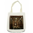 thumbnail image 1 of Pillar Tote Bag, Graphics of a Building Interior in the Fantasy Style with Pillars 3D Computer Graphics, Cloth Linen Reusable Bag for Shopping Books Beach and More, 16.5" X 14", Cream, by Ambesonne, 1 of 2