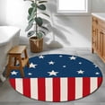 thumbnail image 4 of American Flag Washable Round Area Rug 4 ft, Independence Day Stars Stripes Wood Grain Background, Soft Non Slip Rugs Stain Repellent Indoor Felt Carpet for Living Dining Room Bedroom Home Office, 4 of 9