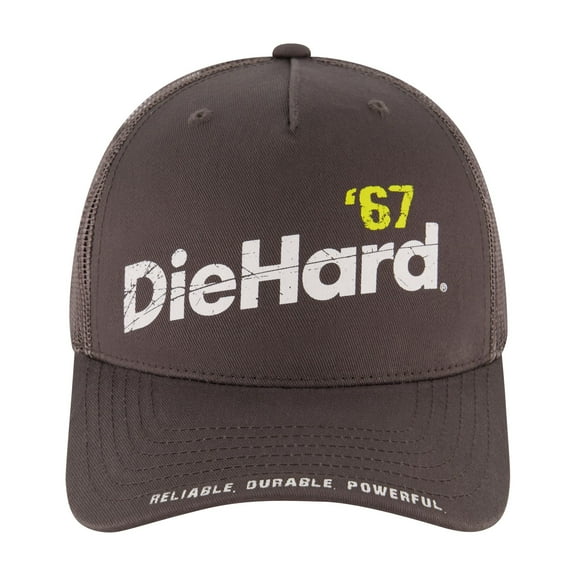 DieHard Trucker Hat, 67 Logo Mesh Adjustable Snapback Baseball Cap with Curved Brim, Black, One Size