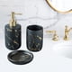 thumbnail image 4 of Juego de accesorios de baño de cerámica con efecto mármol, dispensador de loción y jabonera. Negro 3 piezas, 4 of 8