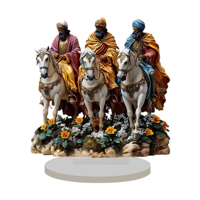 Adorno de mesa de 3 caballeros, figura acrílica plana 2D, multifuncional con base, centro de mesa liviano para fiestas