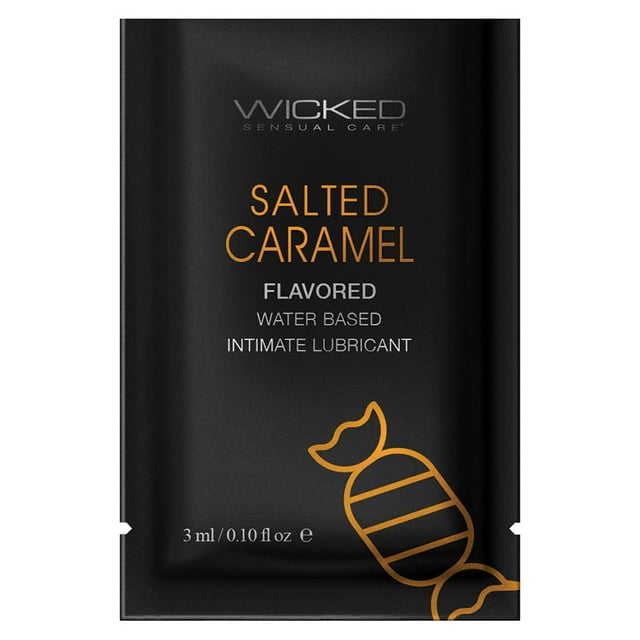 Wicked Aqua Lubrifiant Personnel à Base d'Eau Aromatisé, Caramel Salé, 3 ml