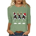 thumbnail image 1 of Hauts à Manches 3/4 pour Femmes, Tunique Décontractée à Col Rond avec Verre de Vin Tendance de Noël, Chemises Basiques de Vacances Coupe Ample 2025, 1 of 5
