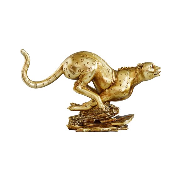Leopard Statue, Table Centerpiece Resin Landscape, Crafts Exquisite Animal Sculpture Cheetah Figurine for Home Office, Garden Bookcase Shelf Style A