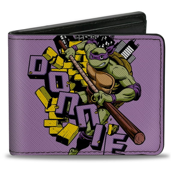 Nickelodeon Wallet, Bifold, Teenage Mutant Ninja Turtles Donnie Action Pose Purple, Vegan Leather