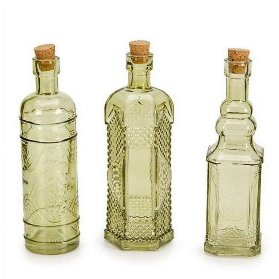 Darice Vintage Green Glass Decorative Bottles
