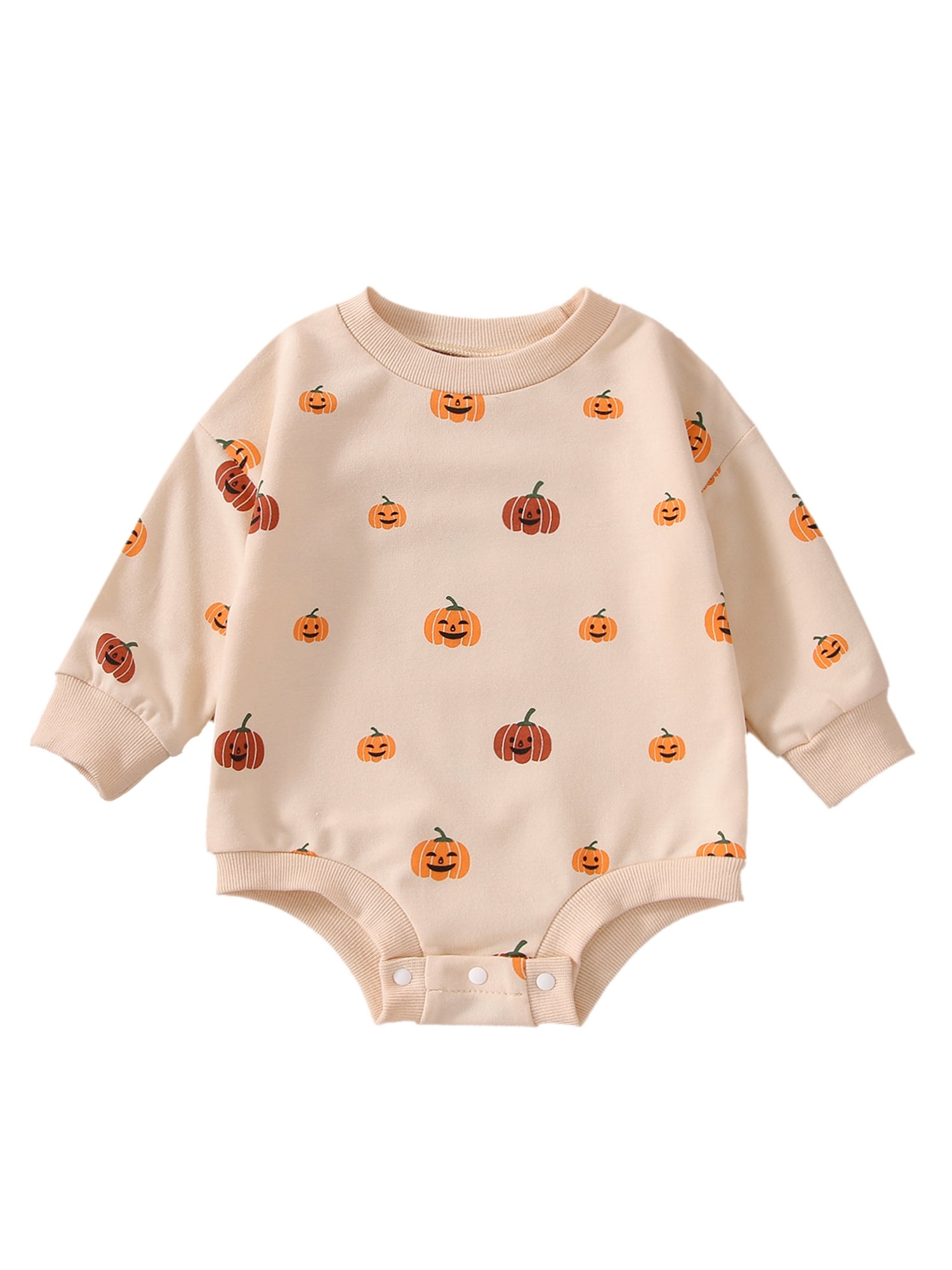 winnen rand rietje JYYYBF Infant Baby Girls Halloween Romper Newborn Boys Long Sleeve Pumpkin  Bodysuit Autumn Clothes Beige 9-12 Months - Walmart.com