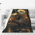thumbnail image 1 of Balery Adorable Otter Pair Hug Manta de Felpa Suave y Acogedora – Cobija de Franela Aterciopelada para Cama, Lavable y Cálida para Sofá, Mascotas, Transpirable-50"x40", 1 of 7