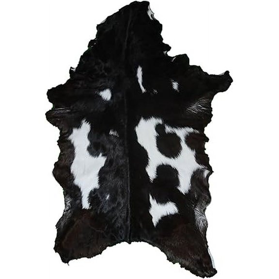 100% Real Black & White Goat Skin, Soft Goat Hide Rug, Hair on Leather Hide Rug | Luxurious Goat Skin Rug Throw for Cozy, Modern Living Room, Bedroom, or Office Space