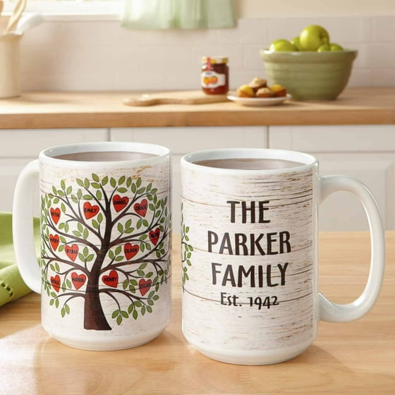 Personalized Family Tree Of Hearts Coffee Mug 15 Oz Personalized Family Tree Of Hearts Coffee Mug 15 Oz