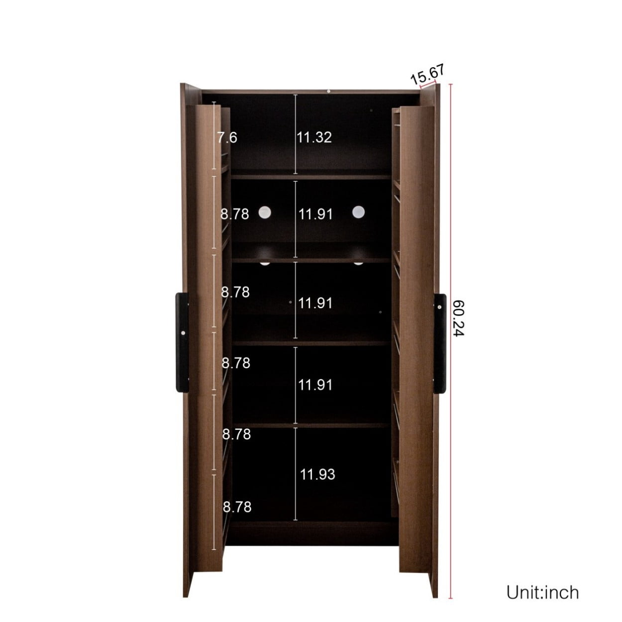 Kitchen Pantry Cabinet, 63" Freestanding Storage Cabinet with Doors and Shelves, Buffet Sideboard Cabinet for Kitchen, Dining Room, Living Room, Walnut