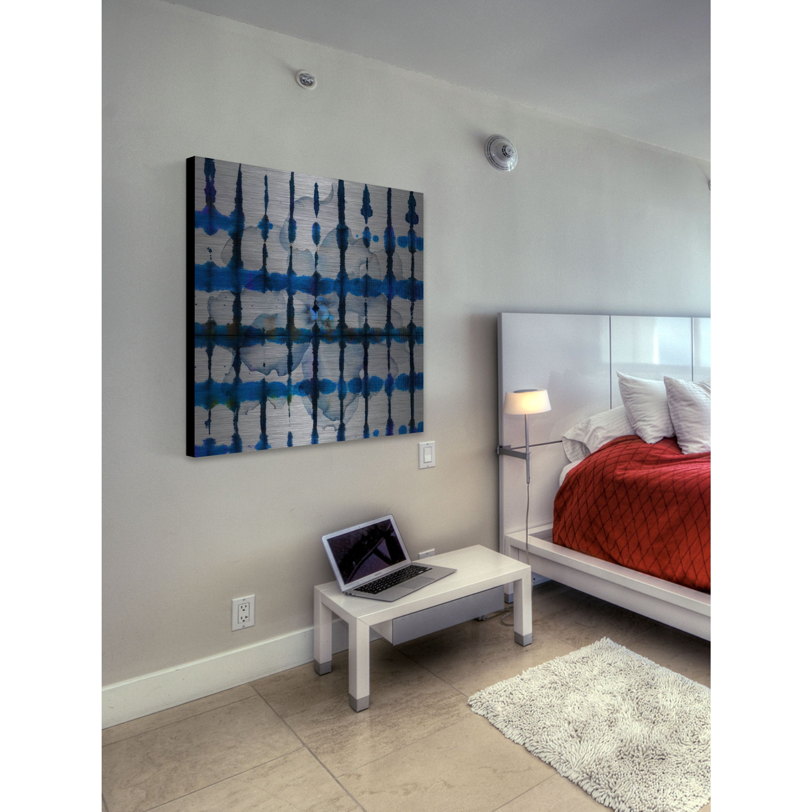Parvez Taj  'White Flower Squared' Painting Print on Brushed Aluminum 24 x 24
