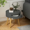 thumbnail image 3 of End Table with Storage Drawer, Coffee Table, Bedside Table, Sofa Side Table with Oak Table Legs, Suitable for Living Room and Bedroom, Gray, 3 of 5