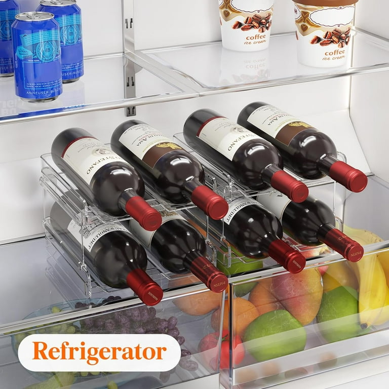 Lifewit Plastic Stackable Wine Rack for Refrigerator Cabinet Countertop Wine Bottle Holder Water Bottle Organizer for Fridge Pantry Hold 4 Bottles Walmart
