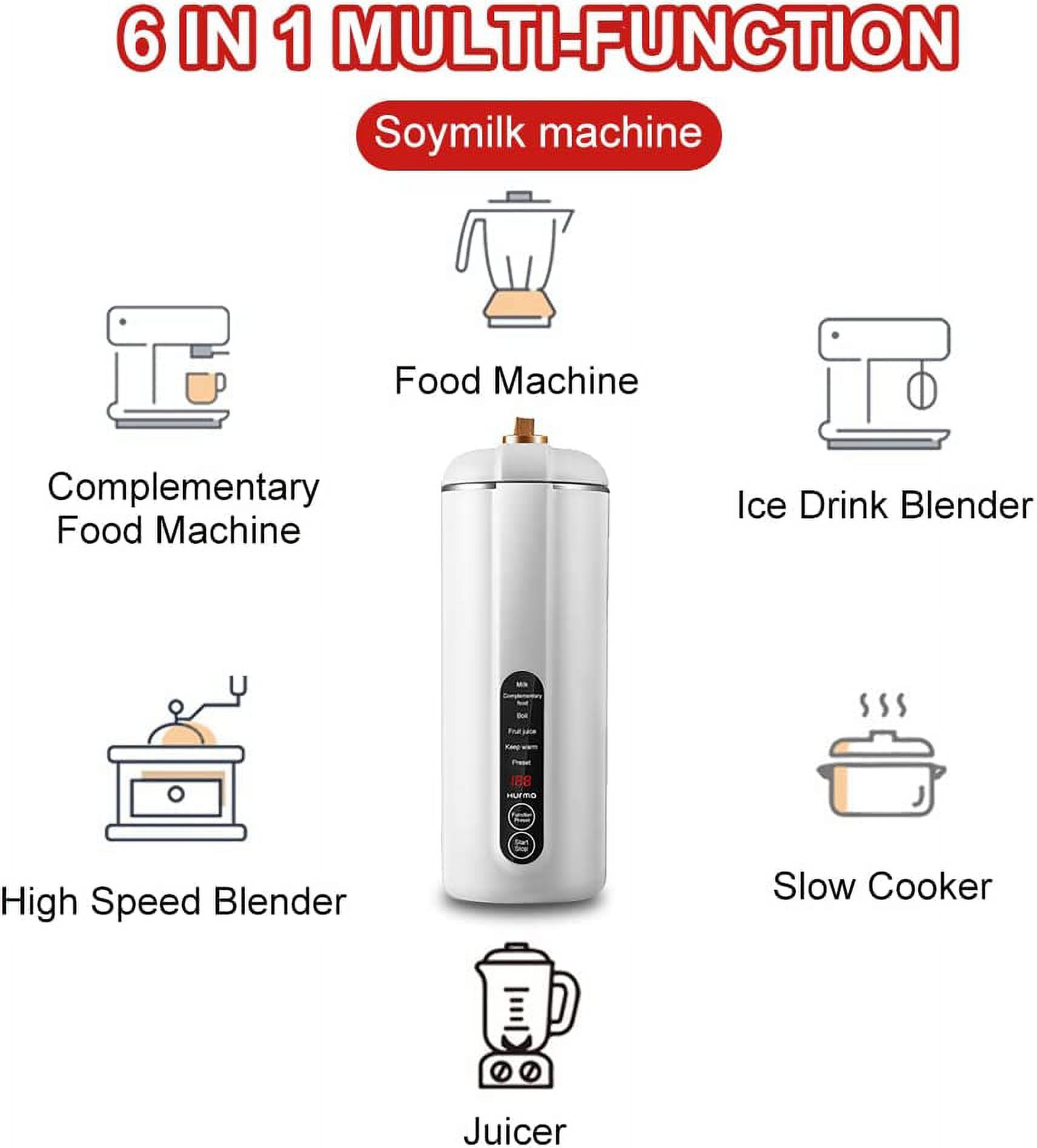 110V Mini Soy Milk Maker Portable, in Filter-Free Electric Juicer  Machine, Automatic Soybeans Milk Machine with 12H Timer  Self-Cleaning for  Kitchen, White