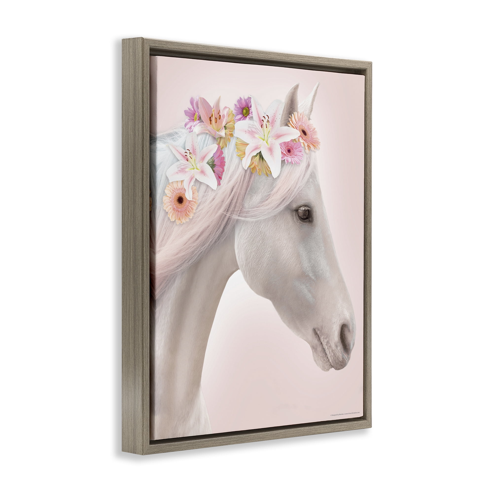 Stupell Industries Lily Garland Horse Animals Painting Brown Floater Framed Canvas Art Print Wall Art, 25 x 31