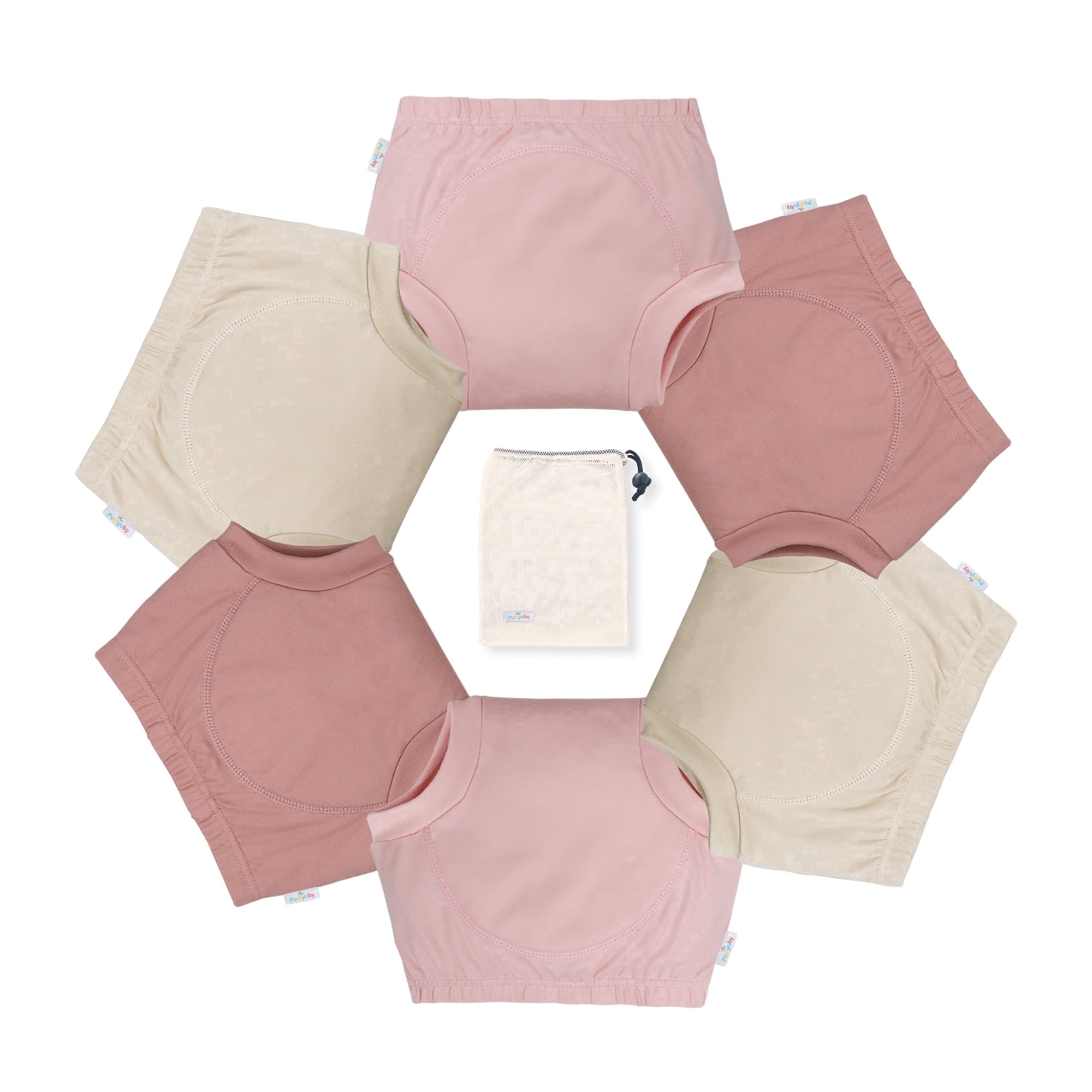 Pudiyuby Toddler Potty Training Pants, Absorbent 6 Layer Reusable Toilet Training Underwear for Girls, 6-Pack