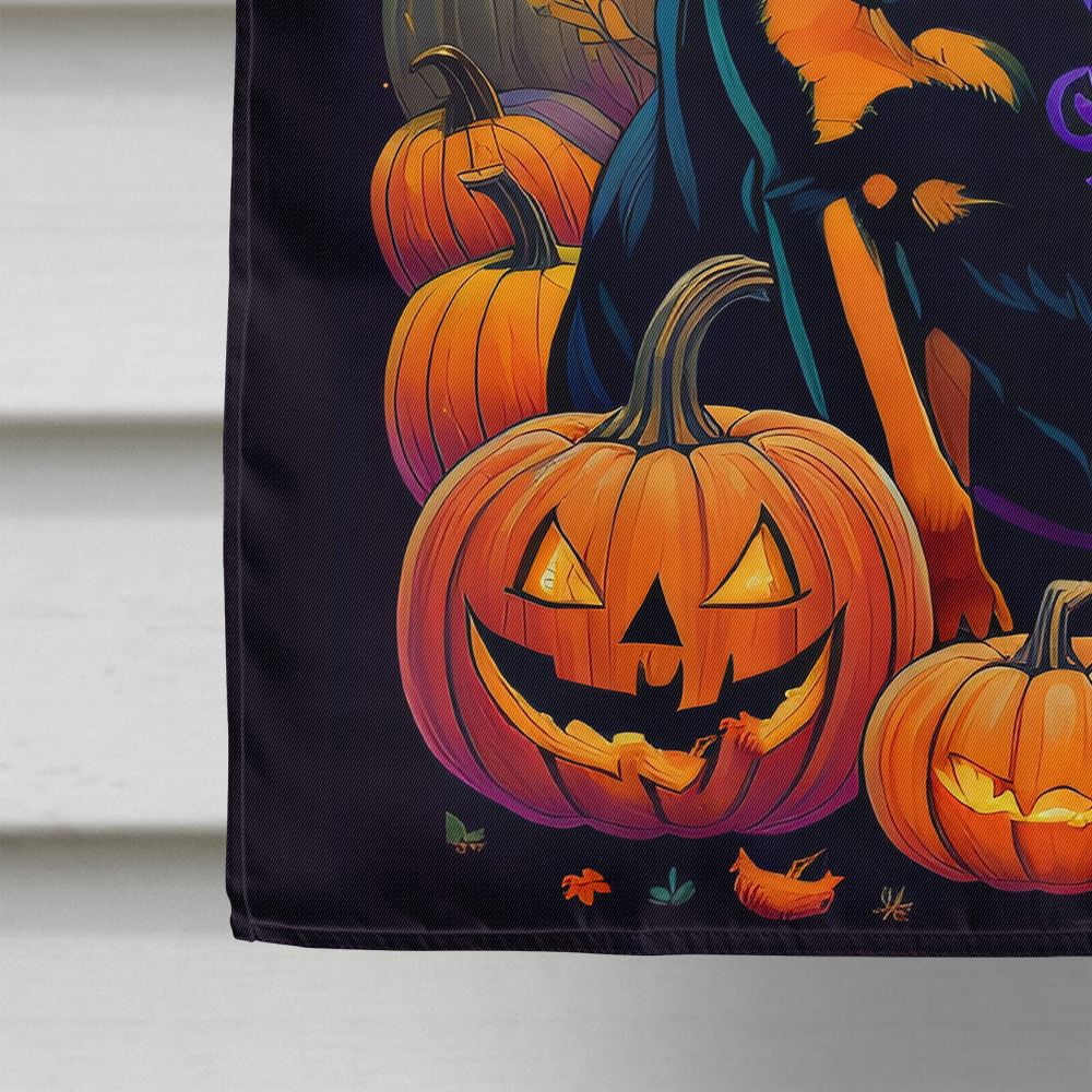 Halloween Rottweiler Dog House Flag 28x40IN Double-Sided Polyester Decorative Sleeve Pole Flag for Outdoor Home Garden