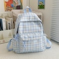 thumbnail image 4 of Plaid School Backpack, Spacious Backpack with Multi-pocket, Lightweight Breathable Bookbag for Middle School College, Blue, 4 of 9