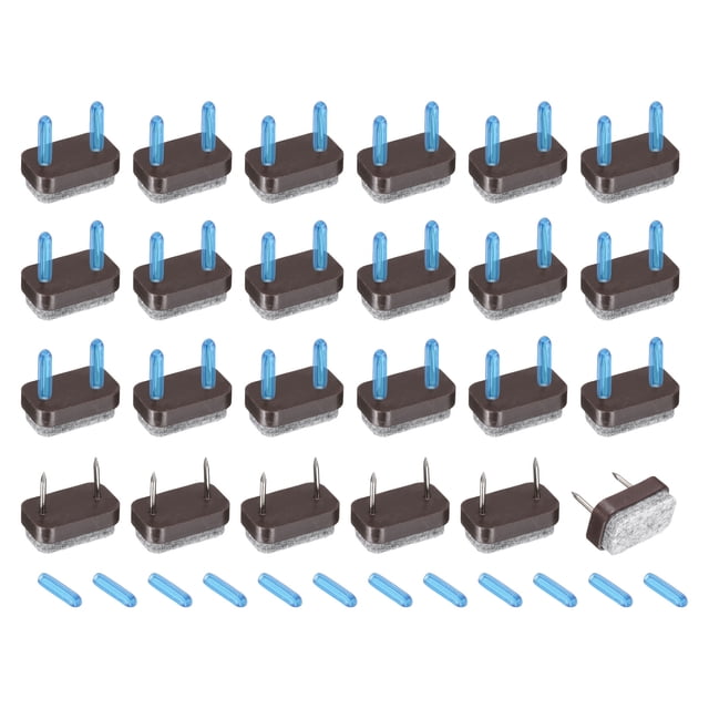 Uxcell 24Pcs Almohadillas de fieltro con clavo, almohadillas de fieltro rectangulares deslizadores para muebles protectores de piso para muebles de madera mesa sofá pata de silla (18mm, marrón)