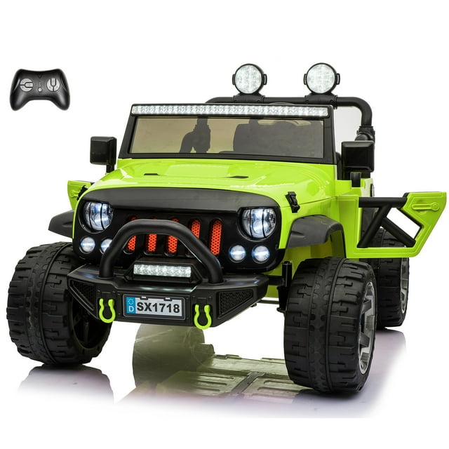 VOLTZ TOYS 2 Seater Ride On Car, 12V Electric Car for Kids, Electrical Jeep with 2 Seats, Full LED Lights, Parental Remote Control, MP3 Player (Green)
