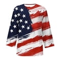 thumbnail image 4 of SELONE 3/4 Sleeve Shirts for Women Dressy Three-Quarter Sleeve Tops Regular Fit T Shirts Pullover Tees Tops Usa Flag Print T-Shirts Crew Neck Tops Casual Blouses Button Down T Shirts Dark Blue M, 4 of 5