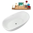 thumbnail image 2 of 60" Streamline G-23-142-CH Soaking Glossy White Freestanding Tub and Tray With Internal Drain in Polished Chrome, 2 of 9