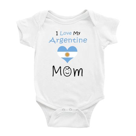 

I Love My Argentine Mom Baby Bodysuits Newborn Clothes (White 6-12 Months)