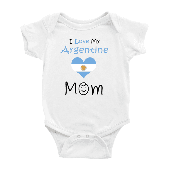 I Love My Argentine Mom Baby Bodysuits Newborn Clothes (White, 18-24 Months)