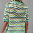 thumbnail image 7 of Guluxicc Womens Striped Sweaters Crewneck Short Sleeve Pullover Sweaters Summer Fall Trendy Tops Outfits, Green, L, 7 of 7