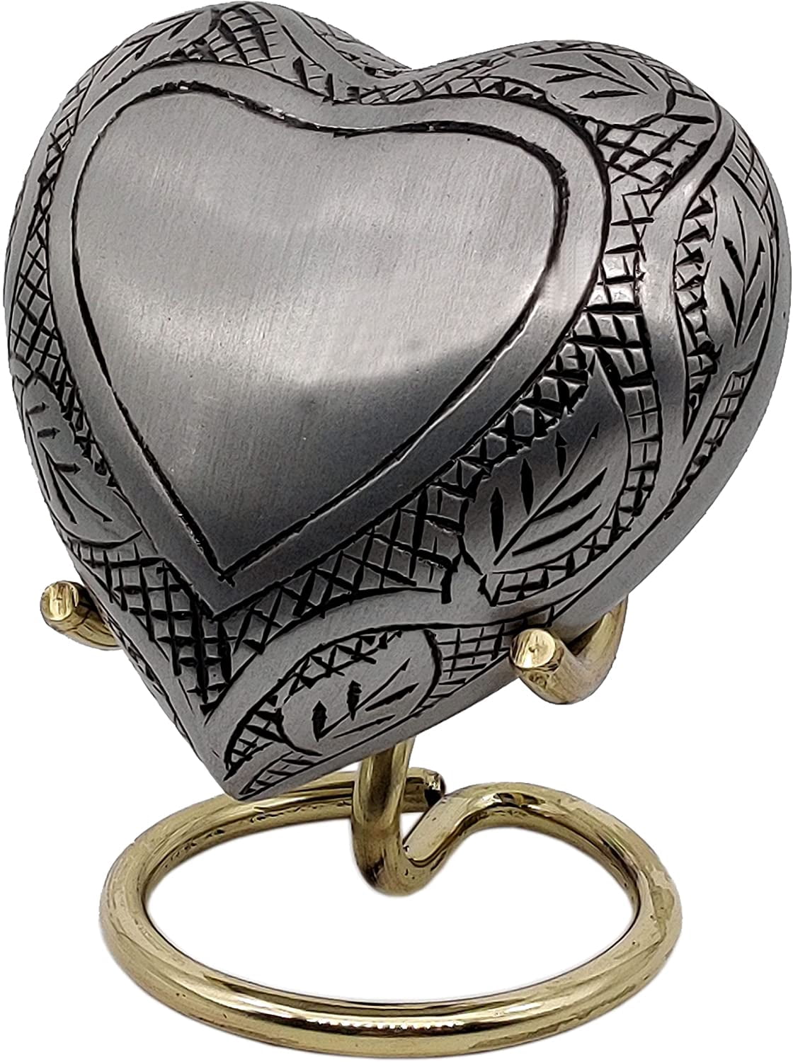 5MOONSUN5's Handcrafted Engraved Heart Urn Keepsake Cremation Urn for Human pet Ashes Engraved Urn Heart Shaped Perfect for Adults & Infants Honor Your Loved One. Comes with Brass Stand & Premium Box