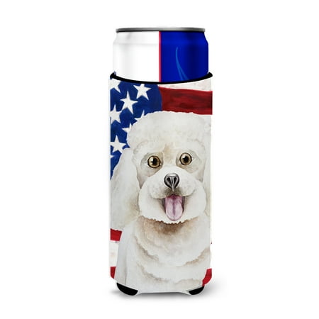Bichon Frise Patriotic Michelob Ultra Hugger for slim cans