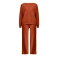 thumbnail image 4 of LEKODE Womens Sweat Set Long Sleeve Sweaters for Women Comfy Lounge Sets for Women Womens Tops Sweatpants Set Tops for Women Long Sleeve Cute Fall Top Brick Red 2XL, 4 of 4