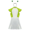thumbnail image 5 of Aislor Women Robot Alien Cosplay Costume Metallic Outer Space Man Outfit A-line Dress with Headwear Green S, 5 of 6