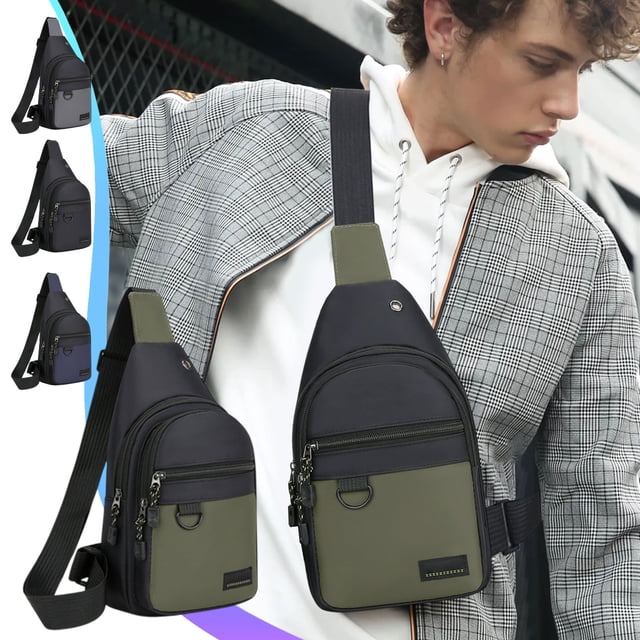 Bandolera ligera para viajes y exteriores | Mochila versátil Oxford tipo bandolera para hombres, mujer, correa ajustable, múltiples bolsillos, encaja en tableta de 7,9", gris negro azul verde