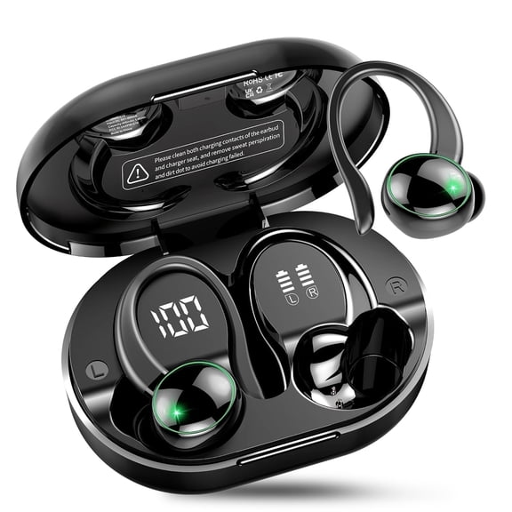 Wireless Earbuds, Bluetooth 5.4 Sports Headphones, 50H Playback Over Ear Earbuds with ENC Noise Cancelling Mic, Deep Bass Fitness Earphones Gym Running Workout with Earhooks, IP7 Waterproof Headset