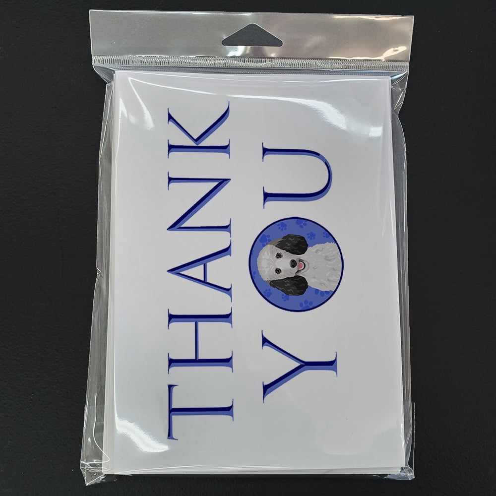Poodle Standard Silver Thank You Greeting Cards and Envelopes Pack of 8 7 in x 5 in