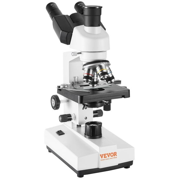 Compound Trinocular Microscope 40X-5000X, Dual-Layer Mechanical Stage, LED & Slides