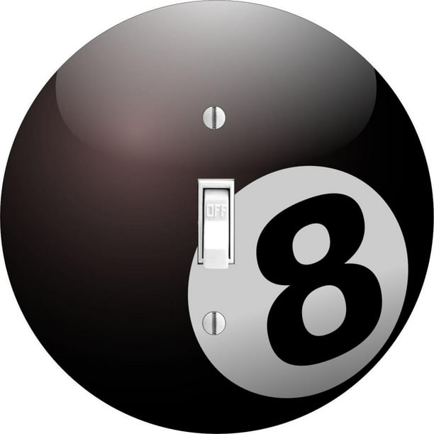Black Billiard Pool Ball Round Hardboard Light Switch Cover for Single