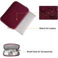 thumbnail image 2 of Mosiso Laptop Sleeve for MacBook Air 15 inch M3 A3114 M2 A2941 Lenovo Dell HP Asus Acer, Protective Neoprene Notebook Bag with Small Case, Wine Red, 2 of 8