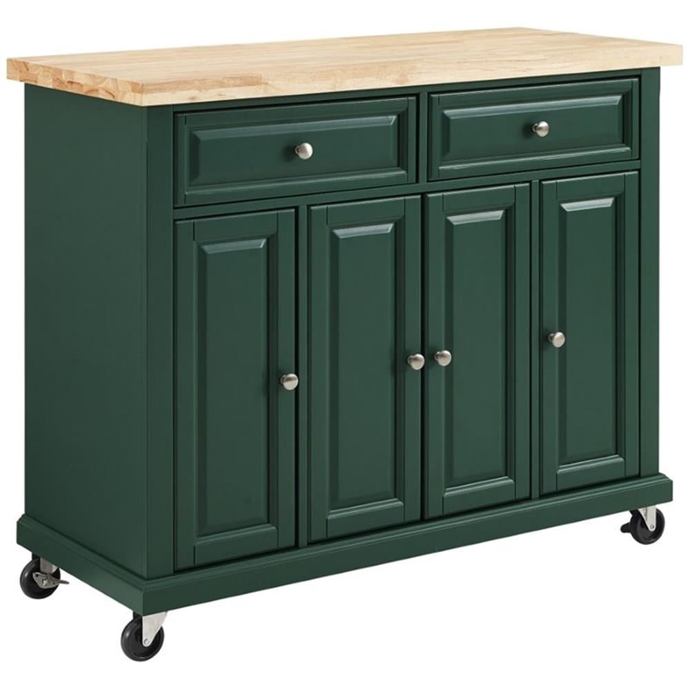 Pemberly Row Transitional Wood Kitchen Island Cart in Emerald Green