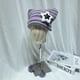 thumbnail image 3 of Gorro de punto con orejas de gato de cinco estrellas, a rayas, de demonio, hecho a mano, para mujer, otoño e invierno, de lana dulce, cálido, tipo jersey, 3 of 5