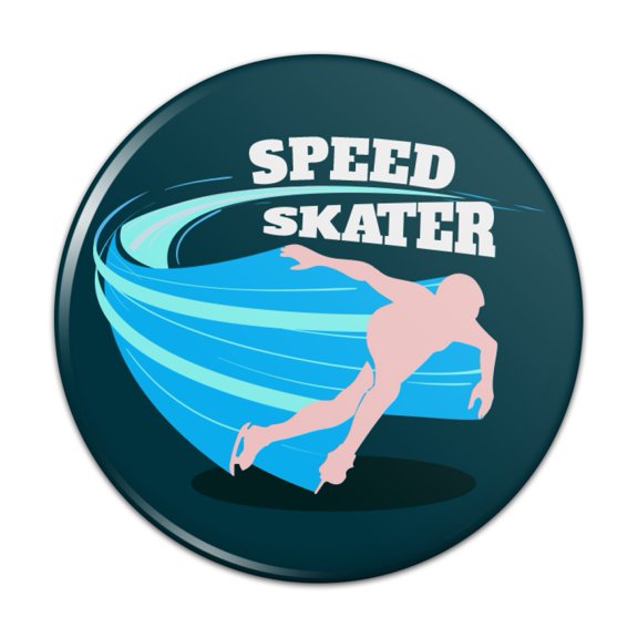 Speed Skater Ice Skating Fast Pinback Button Pin