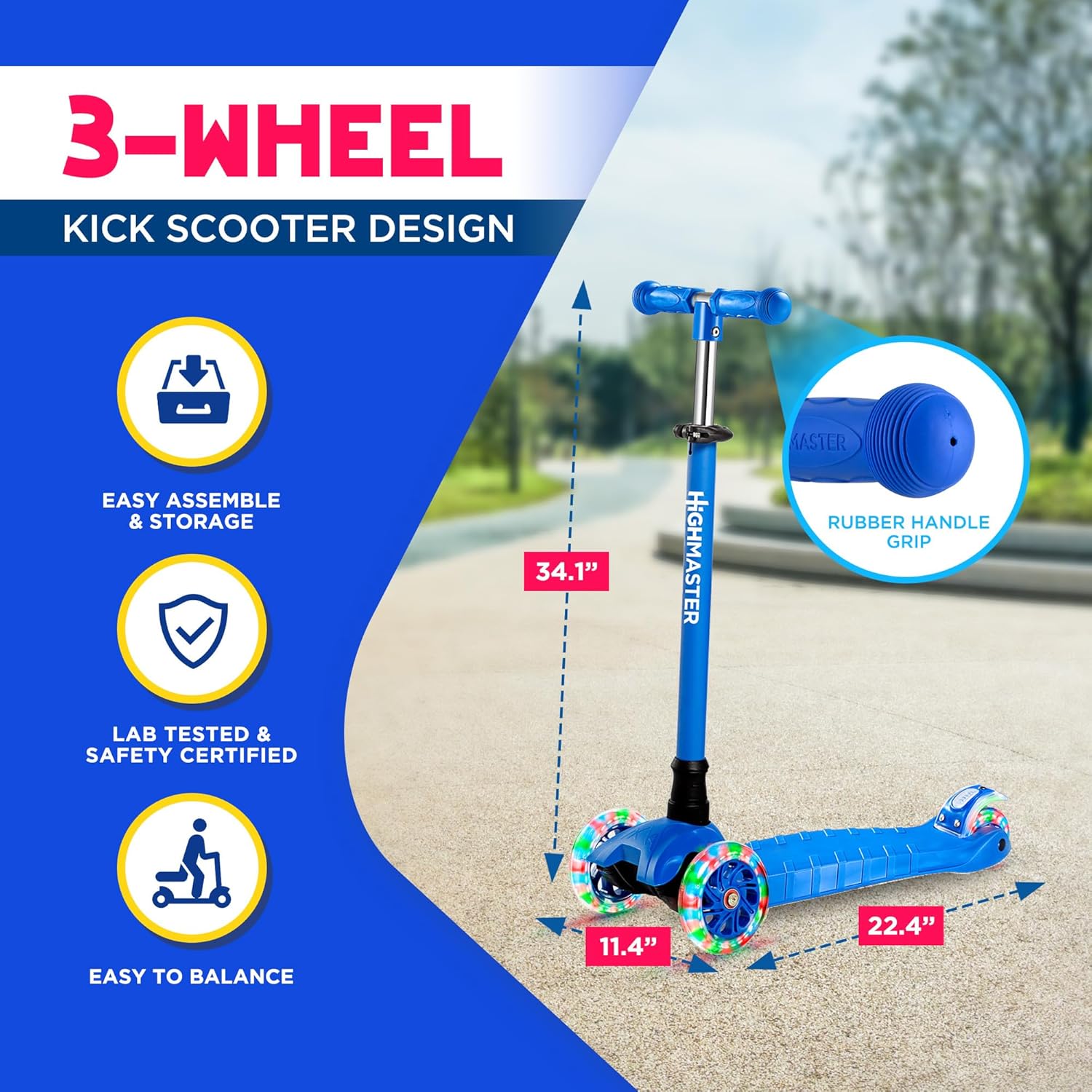 HighMaster Kids Scooter - 3-Wheel with LED Lights photo 5