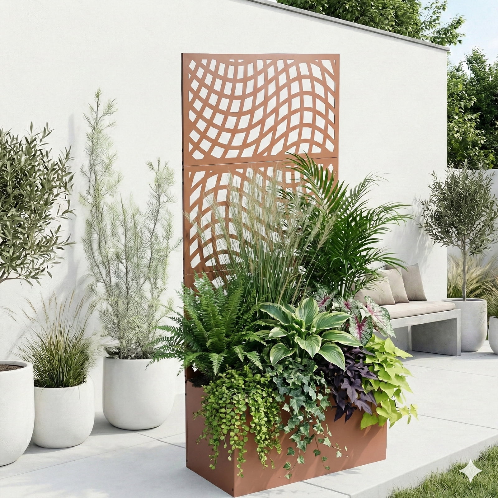 Metal Garden Bed with Trellis, 70 Inch Height Metal Planter Box with Trellis, Garden Box for Climbing Plants Vegetable, Metal Garden Bed with Drainage Holes
