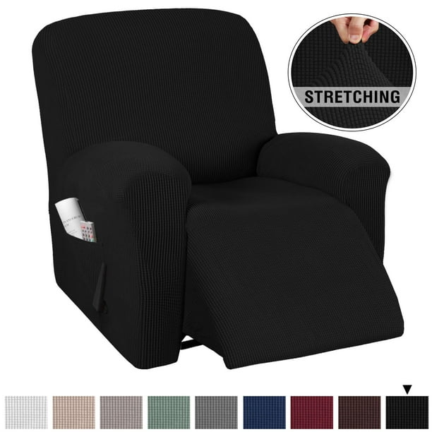 H.VERSAILTEX 1Piece Stretch Recliner Chair Slipcovers Jacquard Fitted Sofa Couch Cover, Black